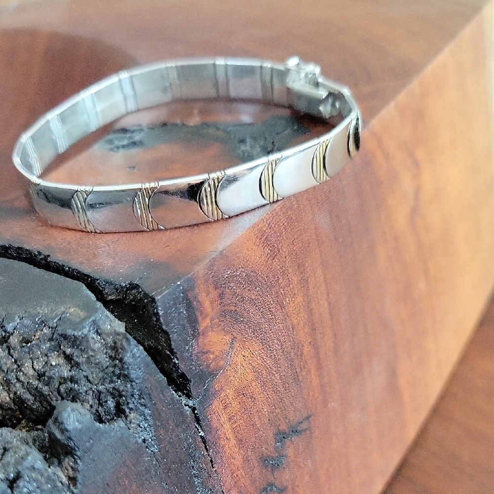 Silver, 925 Italy Sterling/Gold Tone Bracelet